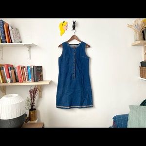 Japanese Flower Embroidery Denim Dress